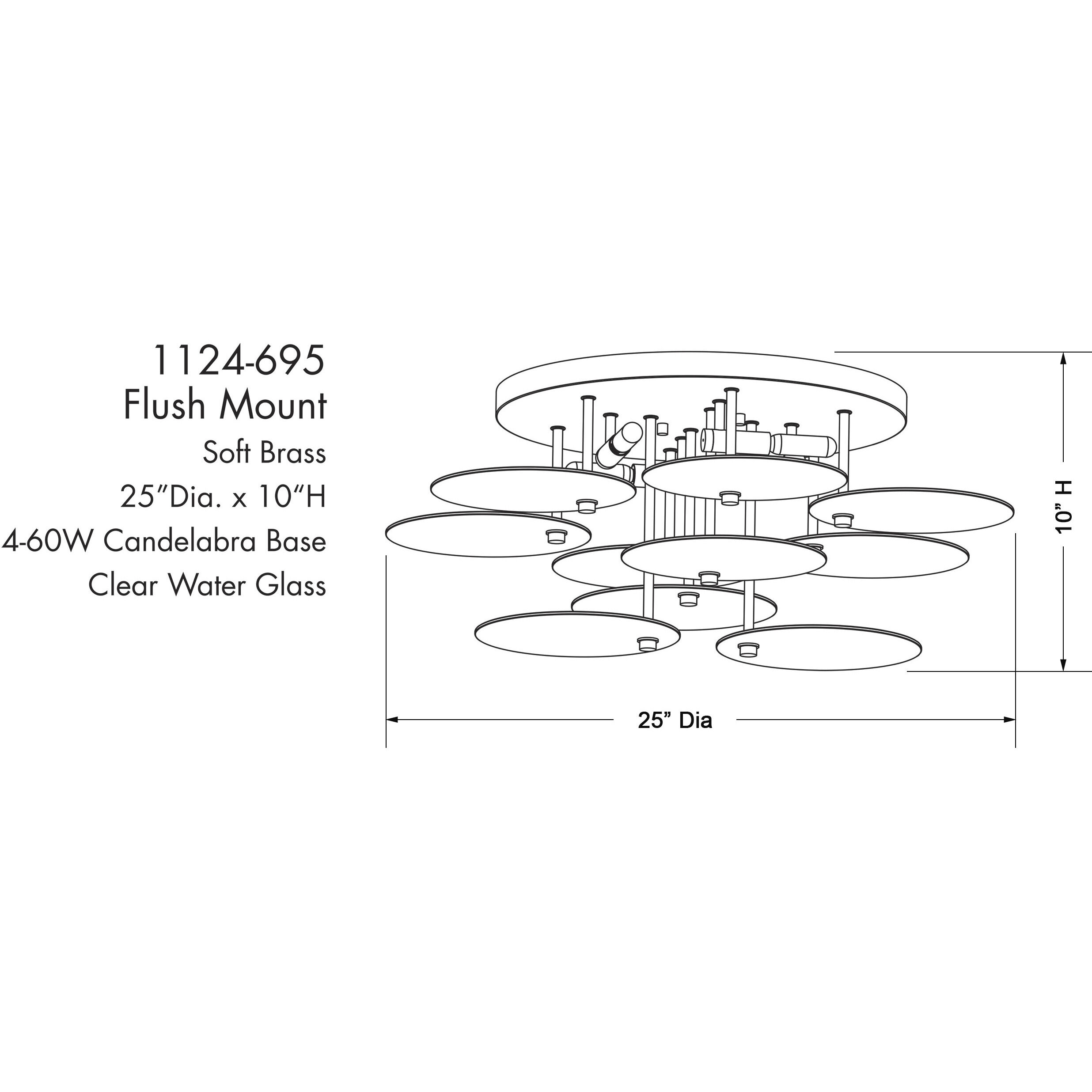 Artze 4 Light 25 inch Soft Brass Flush Mount Ceiling Light